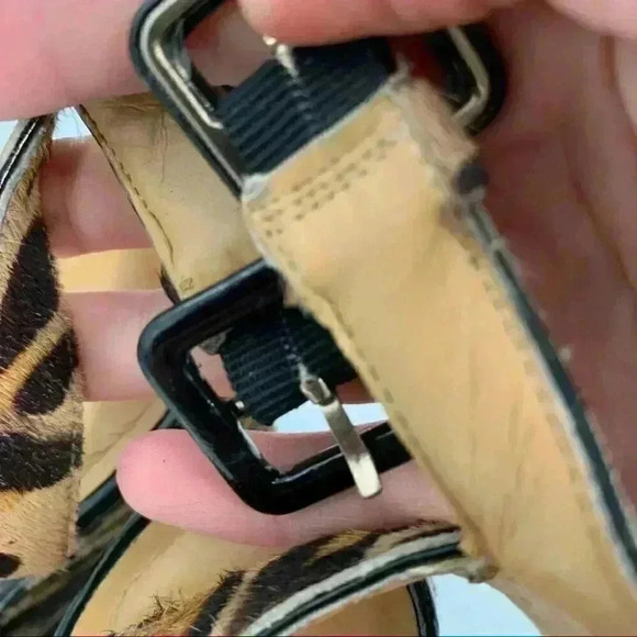 Nine West womens Fannyr heels size 8 brown cheetah calf hair platform wedges - Picture 13 of 14